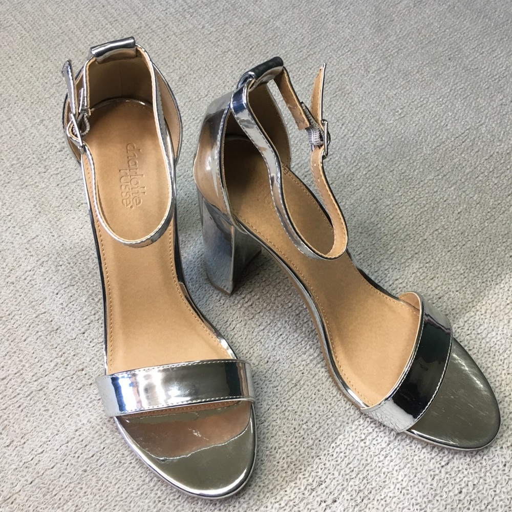 Charlotte Russe metallic silver chunky high heel - Picture 2 of 8